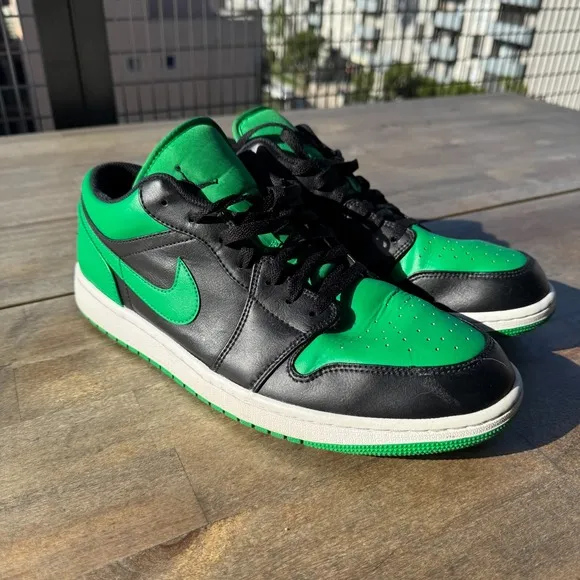 Nike Sneaker Shoes Air Jordan 1 Mens 13 Lucky Green Low Black