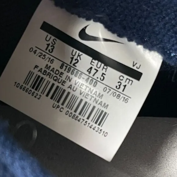 Nike Sock Dart Shoes Mens Size 13 Sneakers Navy Blue White 819686-400