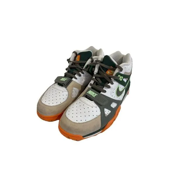 NIKE TRAINER 3 BG BASKETBALL SHOES SIZE 7Y #FZ3555 323 Green Orange Mid High Top
