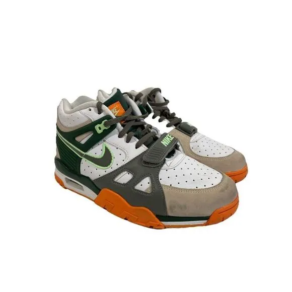 NIKE TRAINER 3 BG BASKETBALL SHOES SIZE 7Y #FZ3555 323 Green Orange Mid High Top