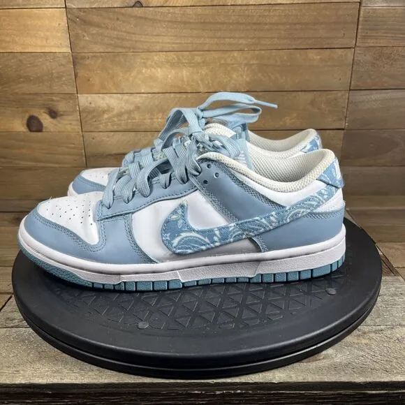 Nike Womens Size 6 Shoes Dunk Low Blue Paisley Sneakers Lace Up DH4401-101