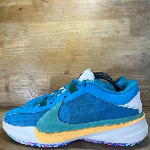 Nike Zoom Freak 5 Greece x Nigeria Mens Sz 8 Basketball Shoes Sneakers Blue