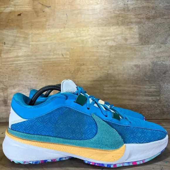 Nike Zoom Freak 5 Greece x Nigeria Mens Sz 8 Basketball Shoes Sneakers Blue