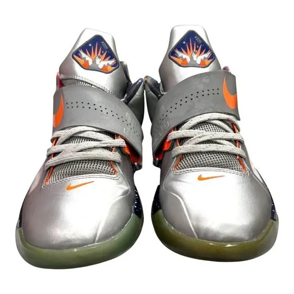 Nike Zoom KD IV 4 AS Basketball Shoes Size 10 Metallic Silver &amp; Orange Galaxy