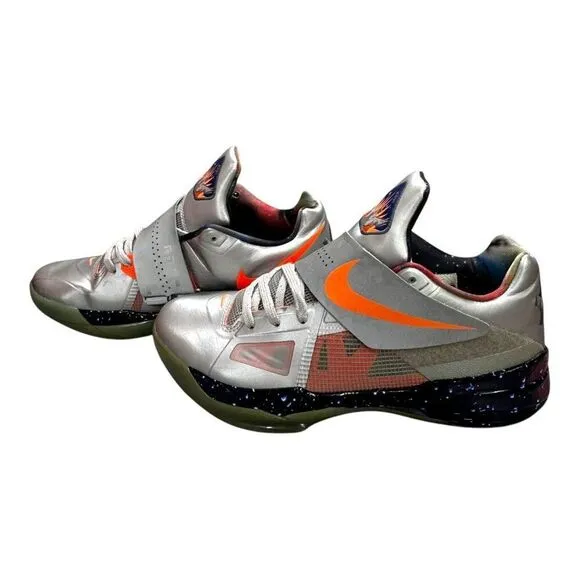 Nike Zoom KD IV 4 AS Basketball Shoes Size 10 Metallic Silver &amp; Orange Galaxy