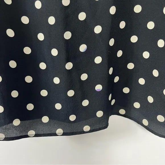 Nina Ricci Polka Dot Statement Sleeve Silk Mini Dress 10 Two Tone Black White