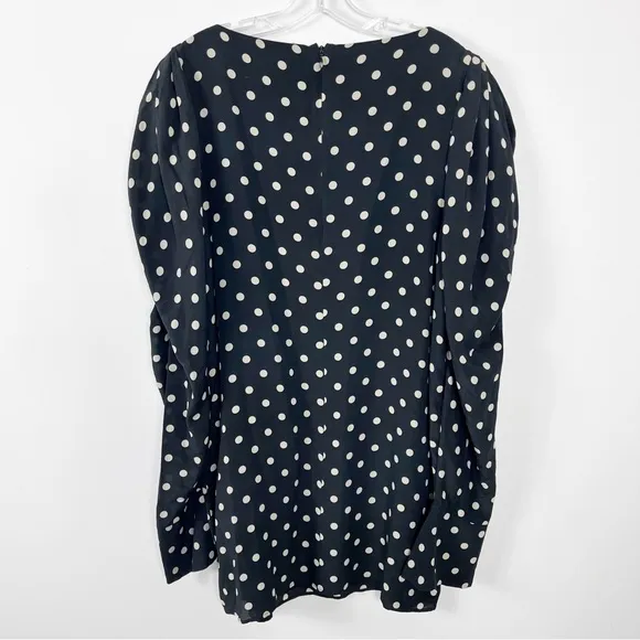 Nina Ricci Polka Dot Statement Sleeve Silk Mini Dress 10 Two Tone Black White