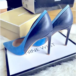 🎁NINE WEST Gorgeous pair of leather an suede blue pumps two tone blue👠
