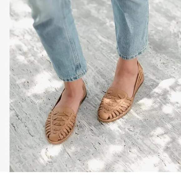 Nisolo  Huarache Sandals, Slip-On Comfort Sandals in Almond NWT in Box