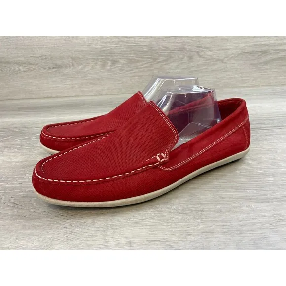Nordstrom Men's US 10.5M Red Perforated Leather Slip-On Skateboard Sneaker Shoes