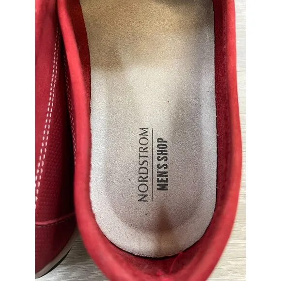 Nordstrom Men's US 10.5M Red Perforated Leather Slip-On Skateboard Sneaker Shoes
