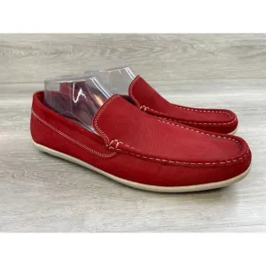 Nordstrom Men's US 10.5M Red Perforated Leather Slip-On Skateboard Sneaker Shoes