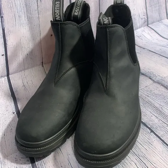 Nortiv 8 Mens Chelsea Work Boots Ankle Slip On Black Leather Workwear Outdoor 13