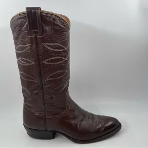 Nucona Vintage Men’s - SZ 7.5 D -Brown Leather Embroidered Western Cowboy Boots