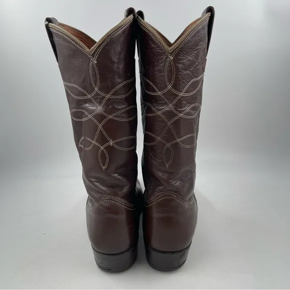 Nucona Vintage Men’s - SZ 7.5 D -Brown Leather Embroidered Western Cowboy Boots