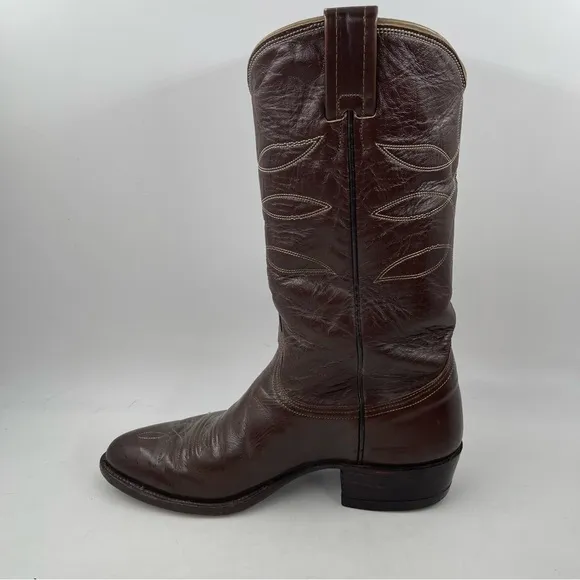 Nucona Vintage Men’s - SZ 7.5 D -Brown Leather Embroidered Western Cowboy Boots