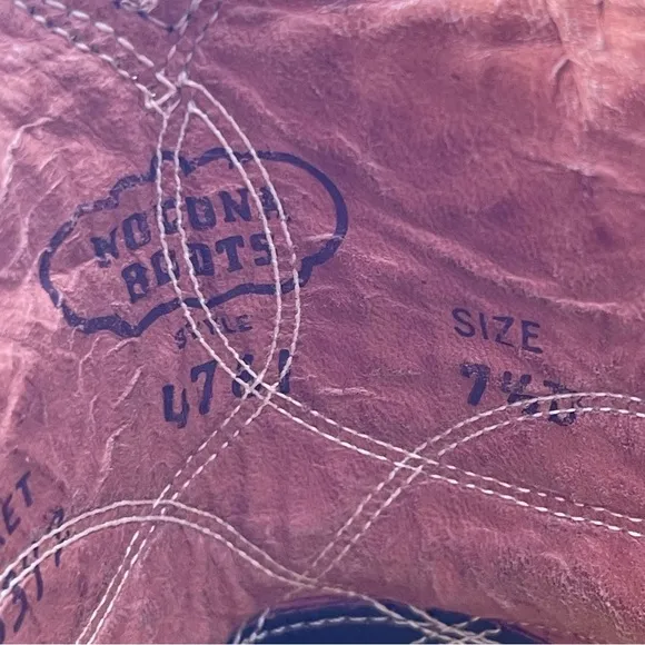 Nucona Vintage Men’s - SZ 7.5 D -Brown Leather Embroidered Western Cowboy Boots