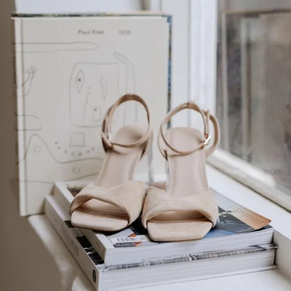 Nude sandals with perspex heel