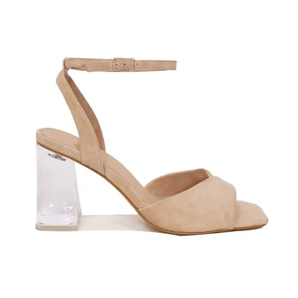 Nude sandals with perspex heel