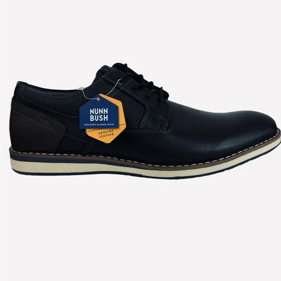 Nunn Bush Circuit Black Plain Toe Oxford Men's Leather Shoes Size 11