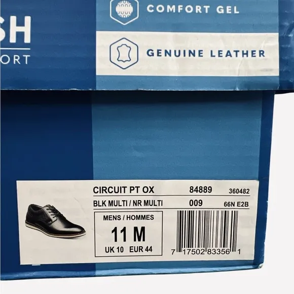 Nunn Bush Circuit Black Plain Toe Oxford Men's Leather Shoes Size 11