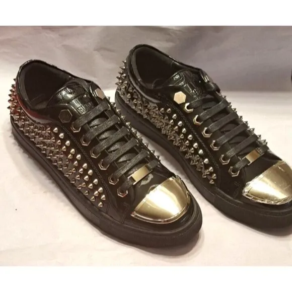 NWB Men's Fashion High End Size 10 44 Spiked Shoes Angelino  Sneakers $425