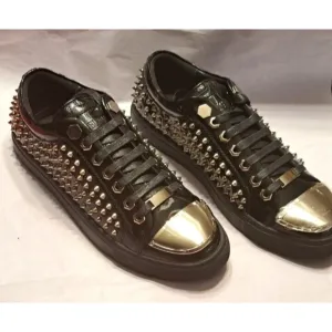NWB Men's Fashion High End Size 10 44 Spiked Shoes Angelino  Sneakers $425