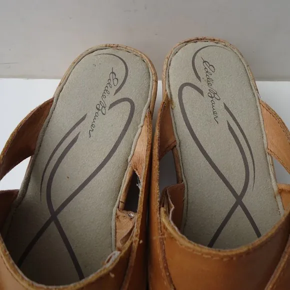 NWB. SIZE 7. EDDIE BAUER leather cork wedge sandals.