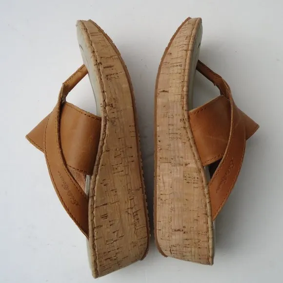 NWB. SIZE 7. EDDIE BAUER leather cork wedge sandals.