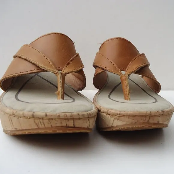 NWB. SIZE 7. EDDIE BAUER leather cork wedge sandals.