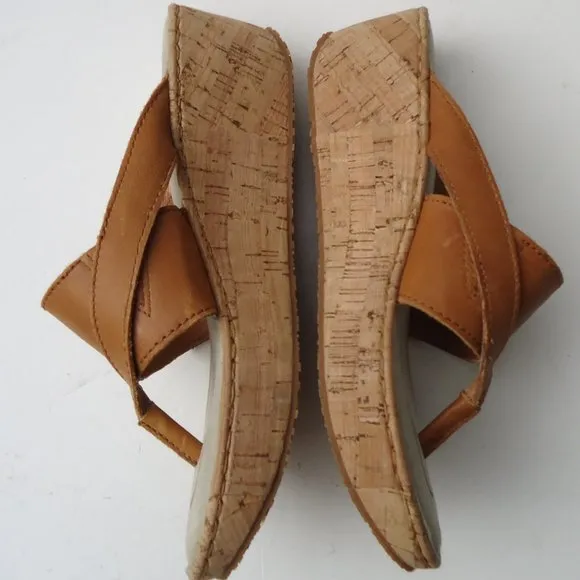 NWB. SIZE 7. EDDIE BAUER leather cork wedge sandals.
