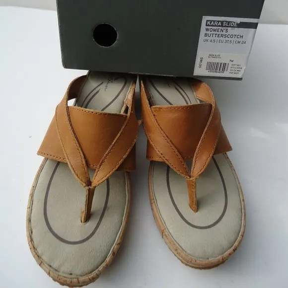 NWB. SIZE 7. EDDIE BAUER leather cork wedge sandals.
