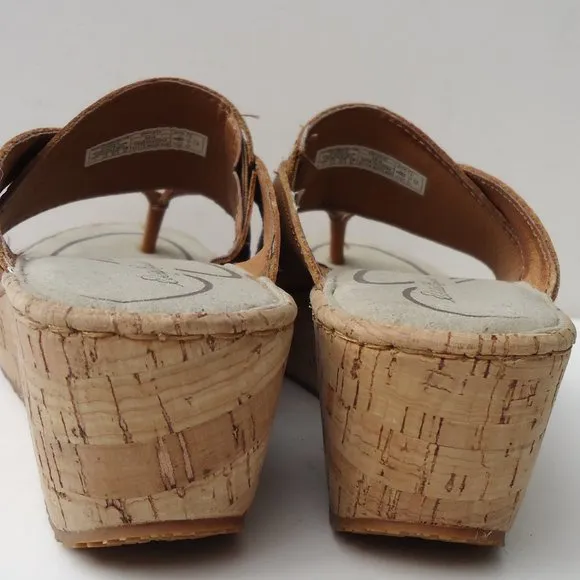 NWB. SIZE 7. EDDIE BAUER leather cork wedge sandals.