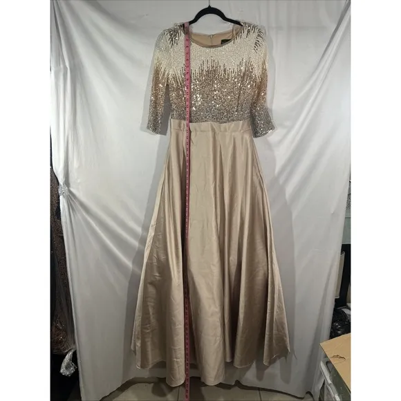 NWD $330 Betsy &amp; Adam [ 10 ]  A-line Satin Ball Gown Mocha S1793