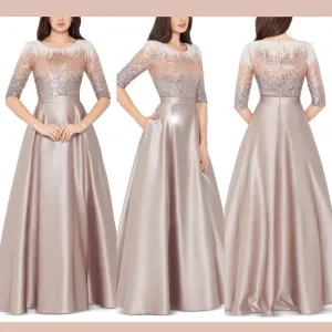NWD $330 Betsy &amp; Adam [ 10 ]  A-line Satin Ball Gown Mocha S1793