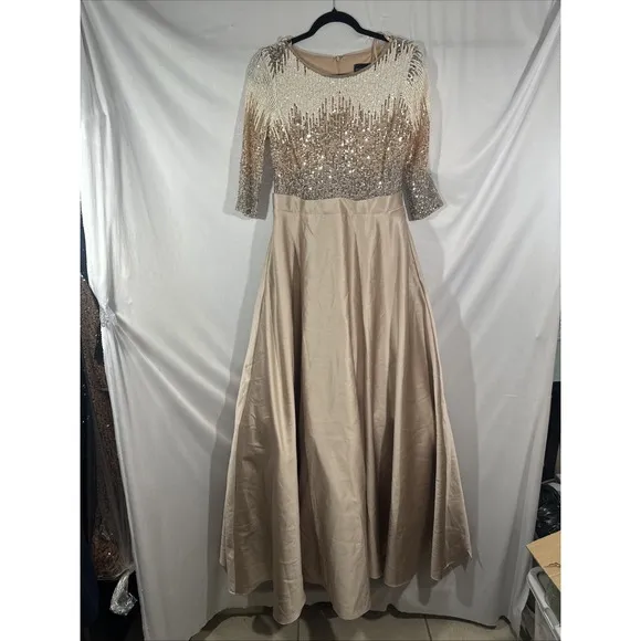 NWD $330 Betsy &amp; Adam [ 10 ]  A-line Satin Ball Gown Mocha S1793