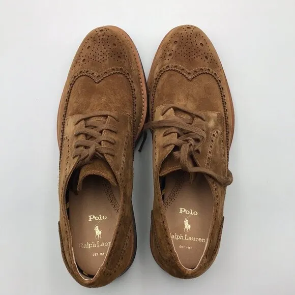 NWOB Polo Ralph Lauren Rhett Wingtip Lace Ups In Polo Snuff