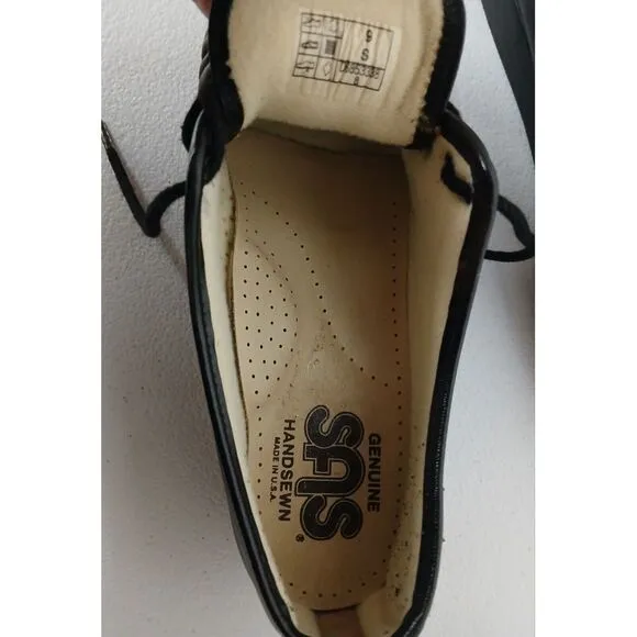 NWOB SAS Black Leather Lace Up Comfort Walking Shoes Women's‎ Size 9 S #