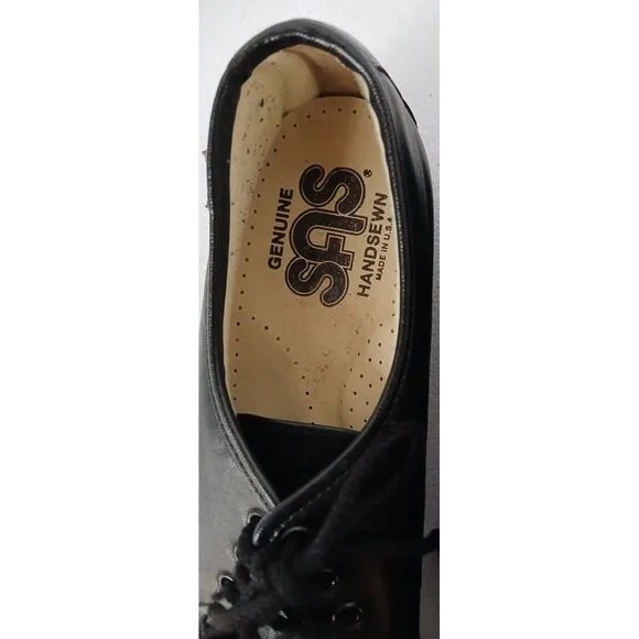 NWOB SAS Black Leather Lace Up Comfort Walking Shoes Women's‎ Size 9 S #