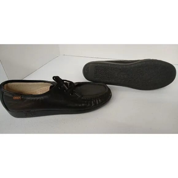 NWOB SAS Black Leather Lace Up Comfort Walking Shoes Women's‎ Size 9 S #