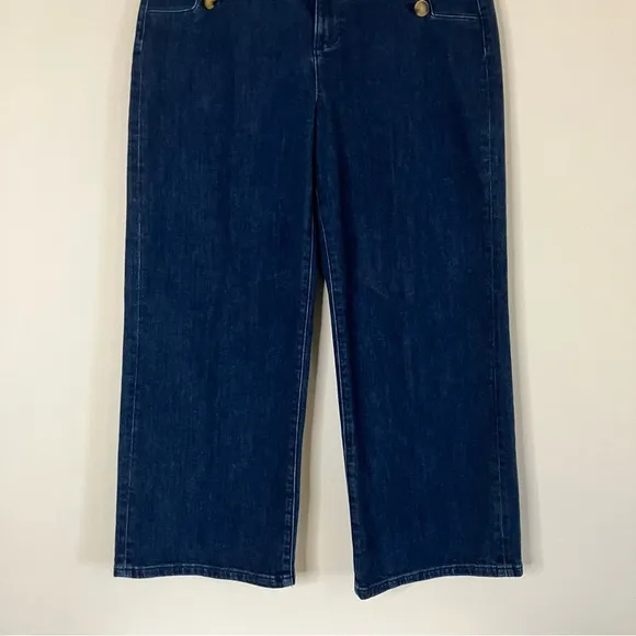NWOT Ann Taylor Sculpting High Rise Sailor Crop Wide Leg Jeans in Indigo