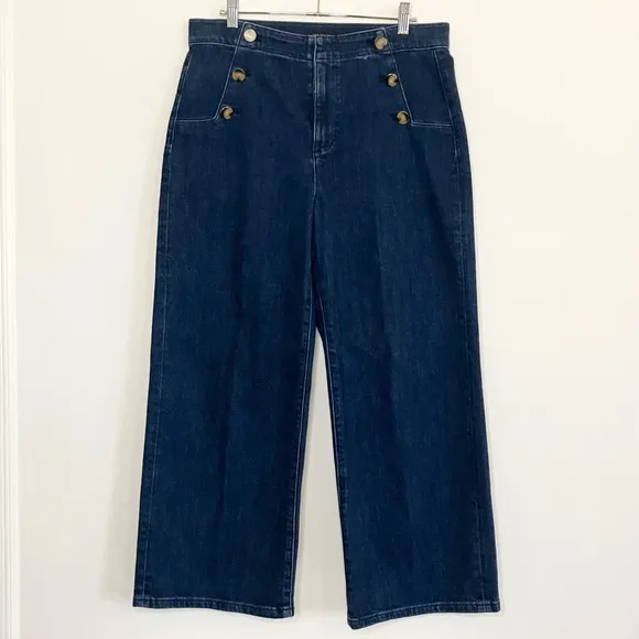 NWOT Ann Taylor Sculpting High Rise Sailor Crop Wide Leg Jeans in Indigo