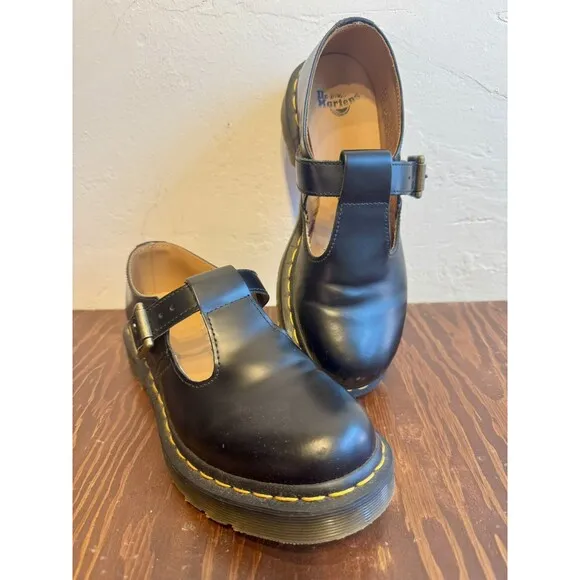 NWOT Dr. Martens POLLEY Smooth Leather Women Mary Jane Shoes Size 6 Black *READ*