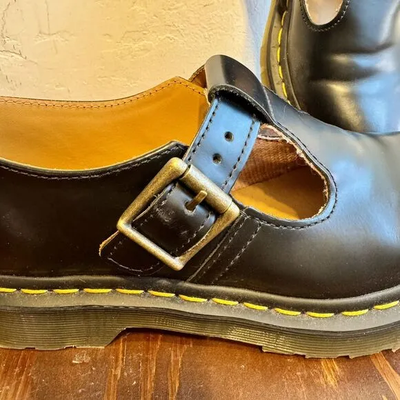 NWOT Dr. Martens POLLEY Smooth Leather Women Mary Jane Shoes Size 6 Black *READ*