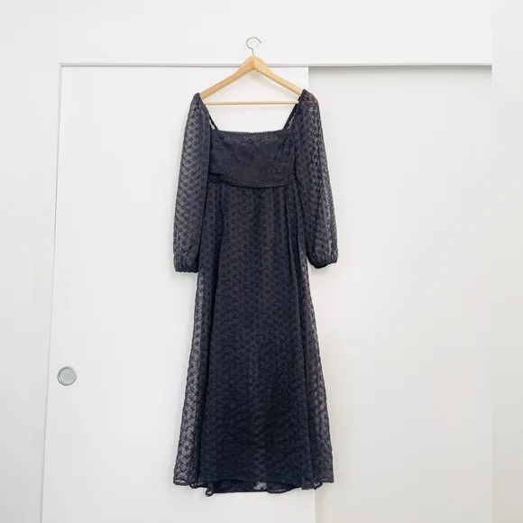 NWOT Free People Malina Embroidered Eyelet Maxi Long Sleeve Dress Size XS