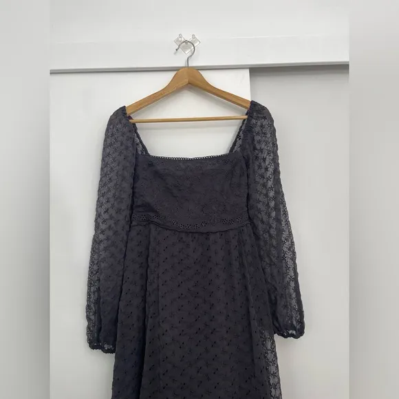 NWOT Free People Malina Embroidered Eyelet Maxi Long Sleeve Dress Size XS