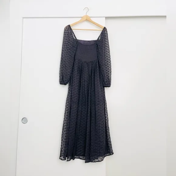 NWOT Free People Malina Embroidered Eyelet Maxi Long Sleeve Dress Size XS