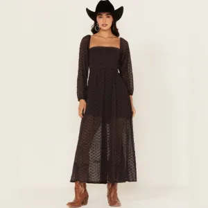 NWOT Free People Malina Embroidered Eyelet Maxi Long Sleeve Dress Size XS