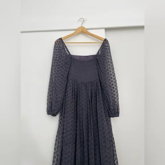 NWOT Free People Malina Embroidered Eyelet Maxi Long Sleeve Dress Size XS