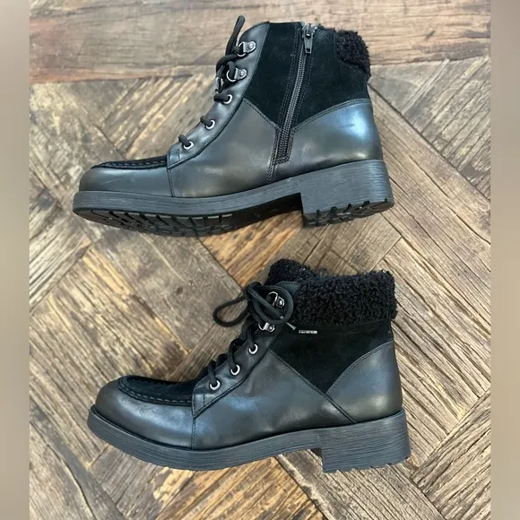 NWOT GEOX Rawelle ABX Faux Shearling Trimmed Waterproof Black Boots – Sz 9
